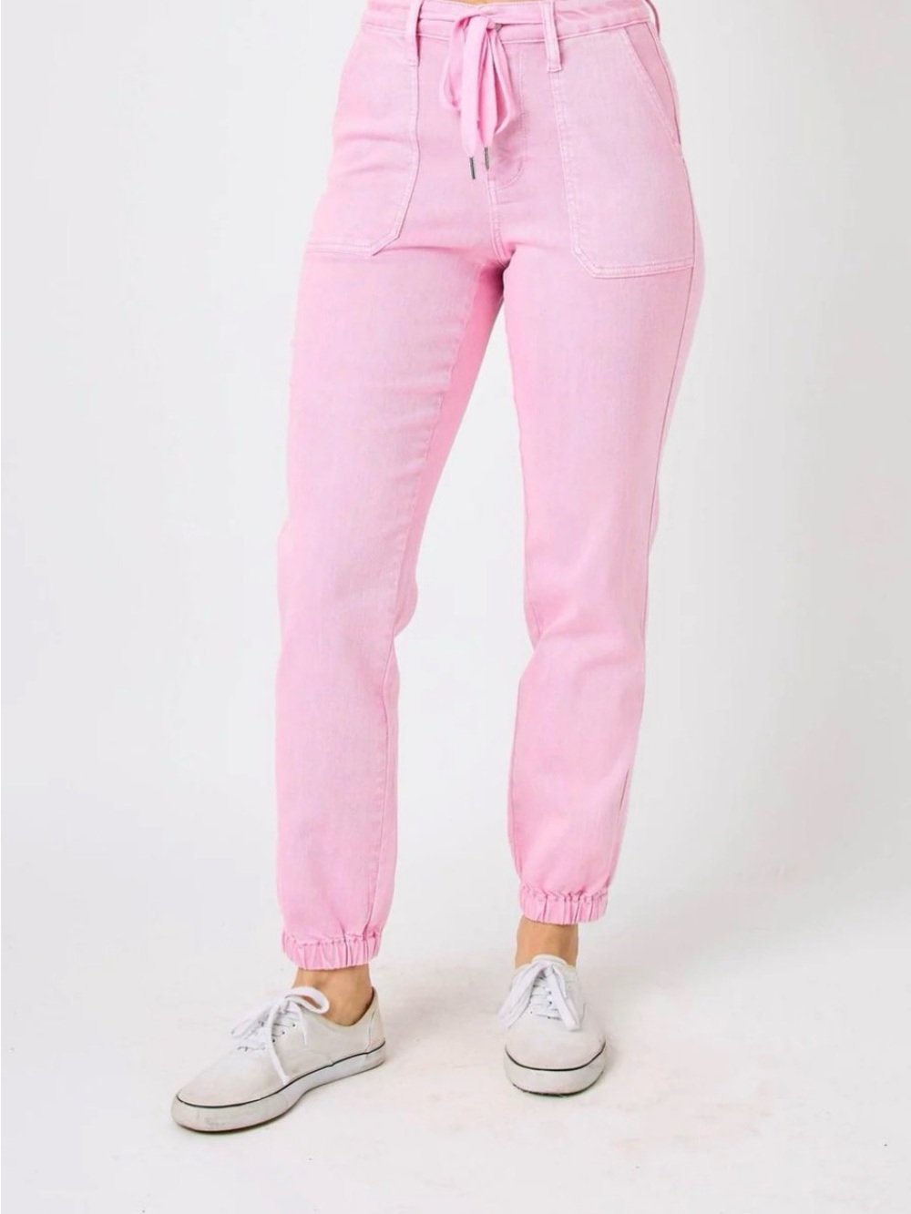 Judy Blue High Waist Garment Dyed Pink Jogger Denim Jeans
